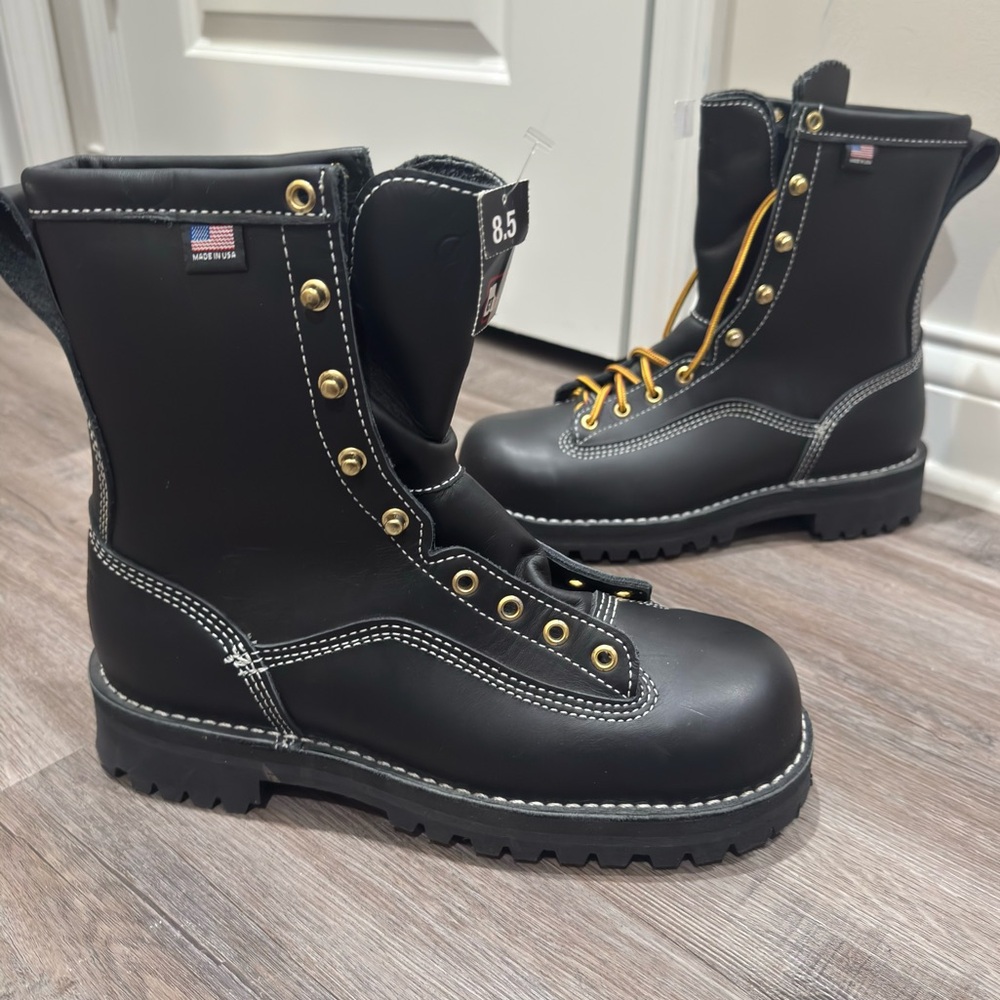 Danner Super Rain Forest Black Matte Leather Lace Up Boots